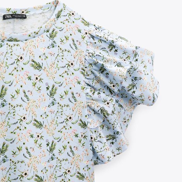 ZARA RUFFLED FLORAL PRINT MINI DRESS - Picture 3 of 4